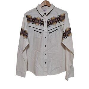 Vintage Panhandle Slim Shirt Woman Large Western Aztec Arrow Snap Rodeo Cowgirl
